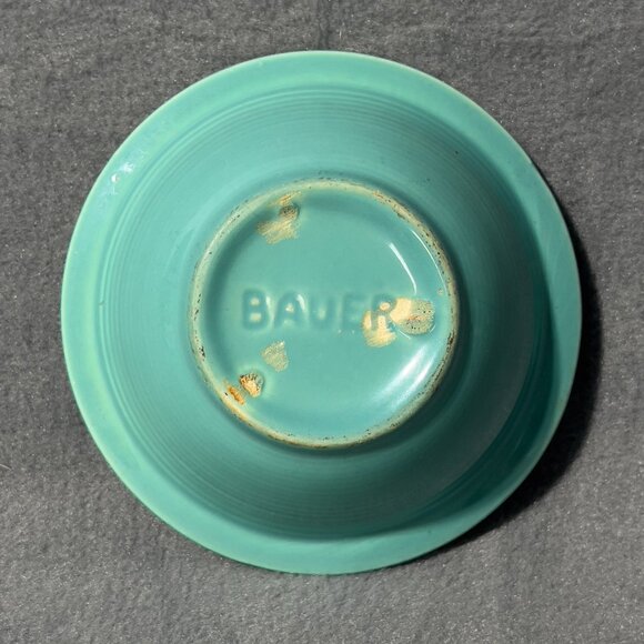 Bauer Vintage Plain Ware Pudding Bowl Green turquoise 5" - Picture 2 of 6